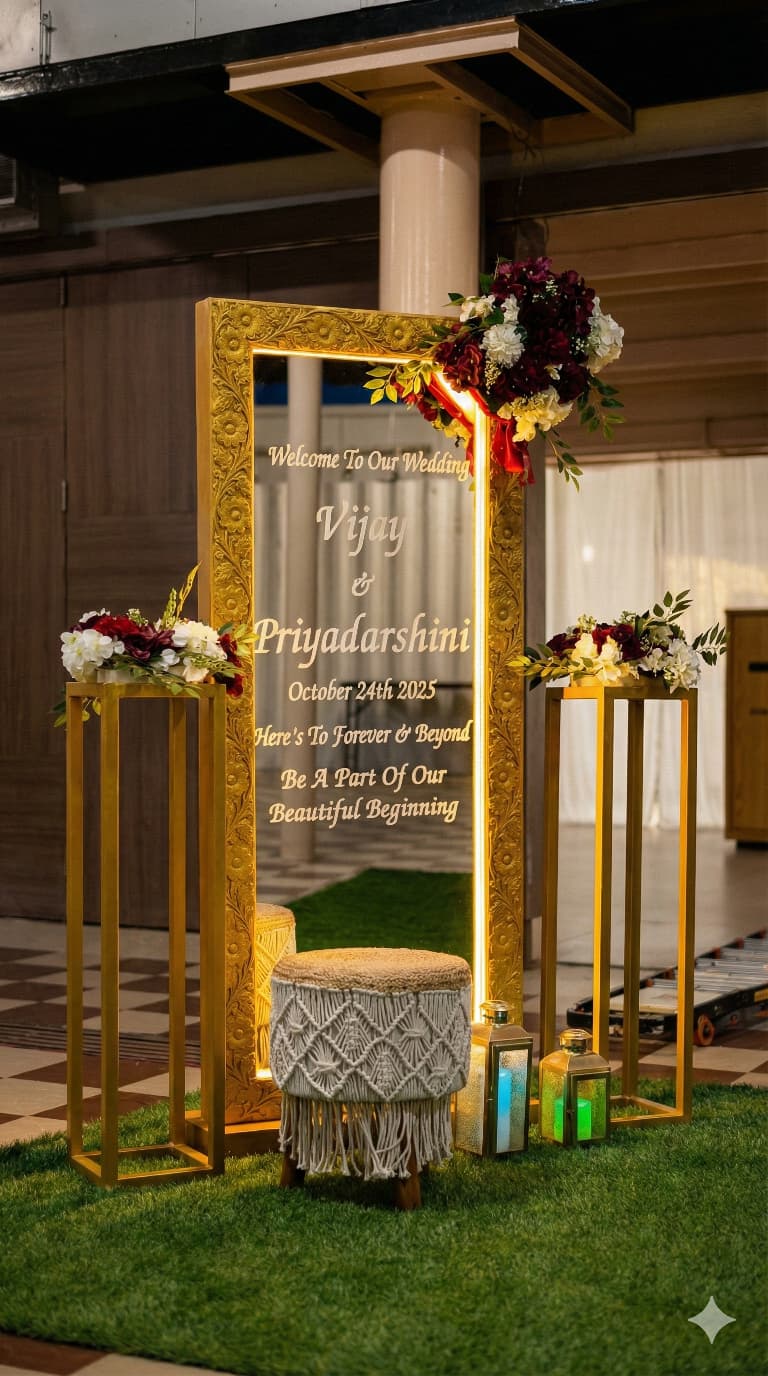 Luxury wedding stage backdrop by best wedding decorators in Bangalore